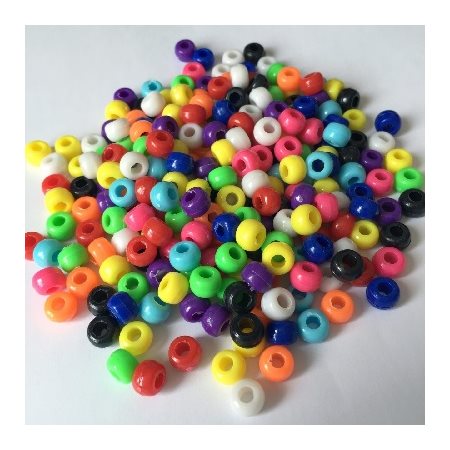 Perles de plastique Pony Opaque, couleurs assorties 9mm 1000 / pqt