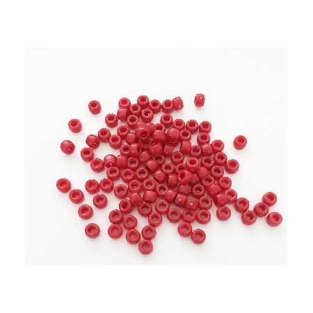 Perles de plastique Pony Opaque, ROUGE 9mm 1000 / pqt