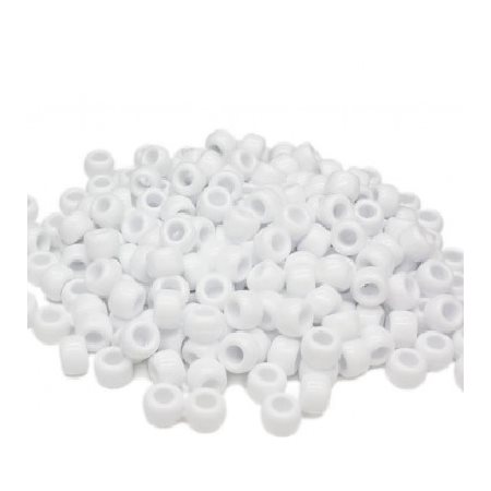 Perles de plastique Pony Opaque, BLANC 9mm 1000 / pqt