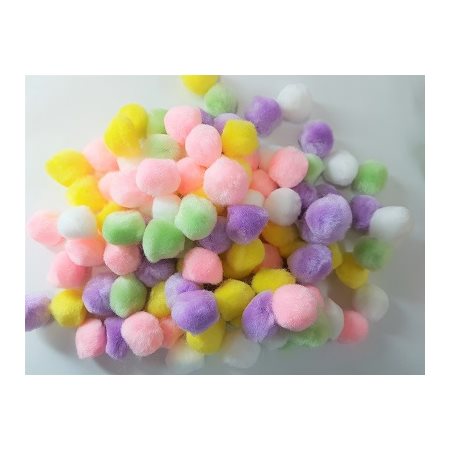 Pompons PASTEL couleurs assorties 1 / 2" (13mm) 100 / pqt