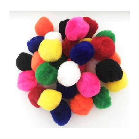 Pompons couleurs Régulières assorties 1" (25mm) 100 / pqt