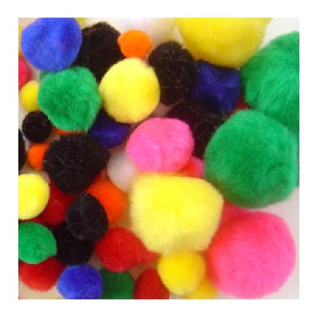 Pompons couleurs Régulières et tailles assorties 100 / pqt