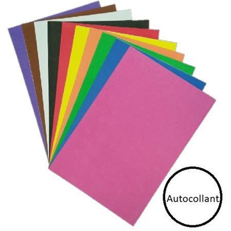 Feuilles mousse AUTOCOLLANTES couleurs assorties 9"X12" - 10 / Pqt