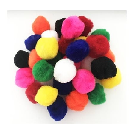 Pompons couleurs Régulières assorties 2" (50mm) 50 / pqt