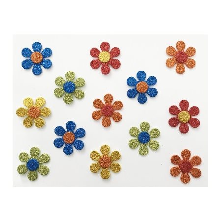 Formes mousse FLEURS PAILLETÉS (Autocollants) 50 / pqt