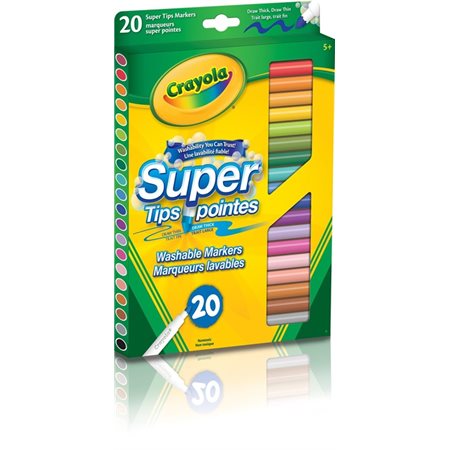 Marqueurs pointes fines Super Pointe lavables Crayola, traits fins - 20 / Bte