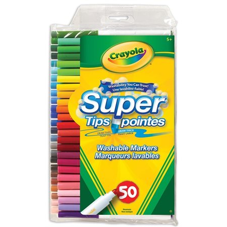 Marqueurs pointes fines Super Pointe lavables Crayola, traits fins - 50 / Bte