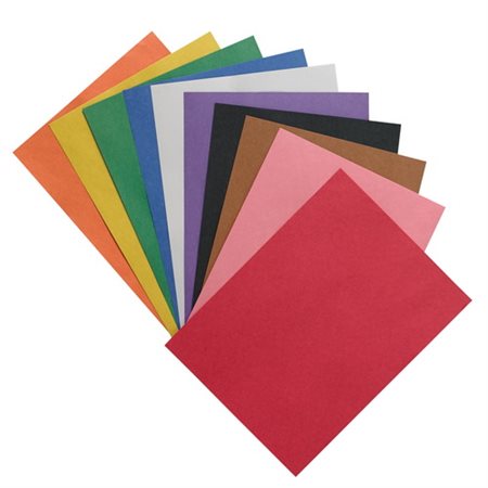 Carton Bristol 2 plis 8.5"X11" (21.5 X 28 cm) couleurs ASSORTIES 100 / pqt