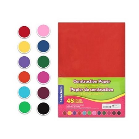 Carton 2 plis couleurs assorties, 9"X12" 48 / pqt