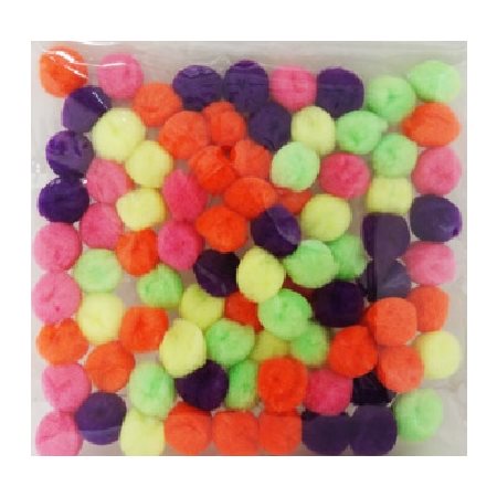 Pompons FLUO couleurs assorties 1 / 2" (13mm) 85 / pqt