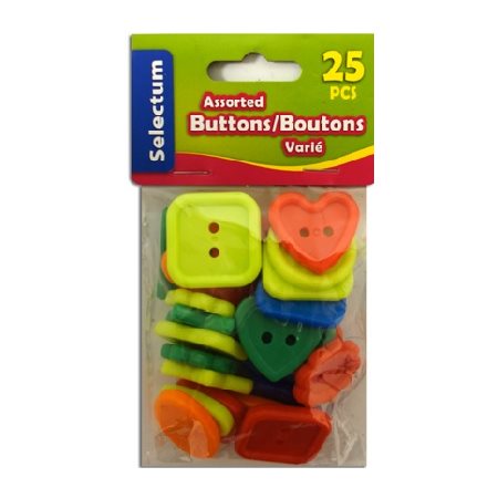 Boutons en platique assorties 25 / pqt